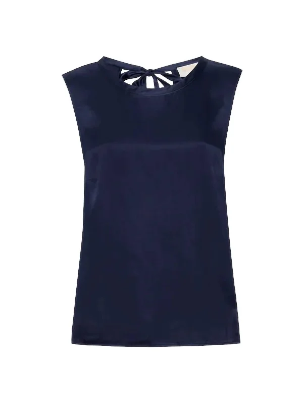 Act Now Rachel Tie Back Tank In Navy