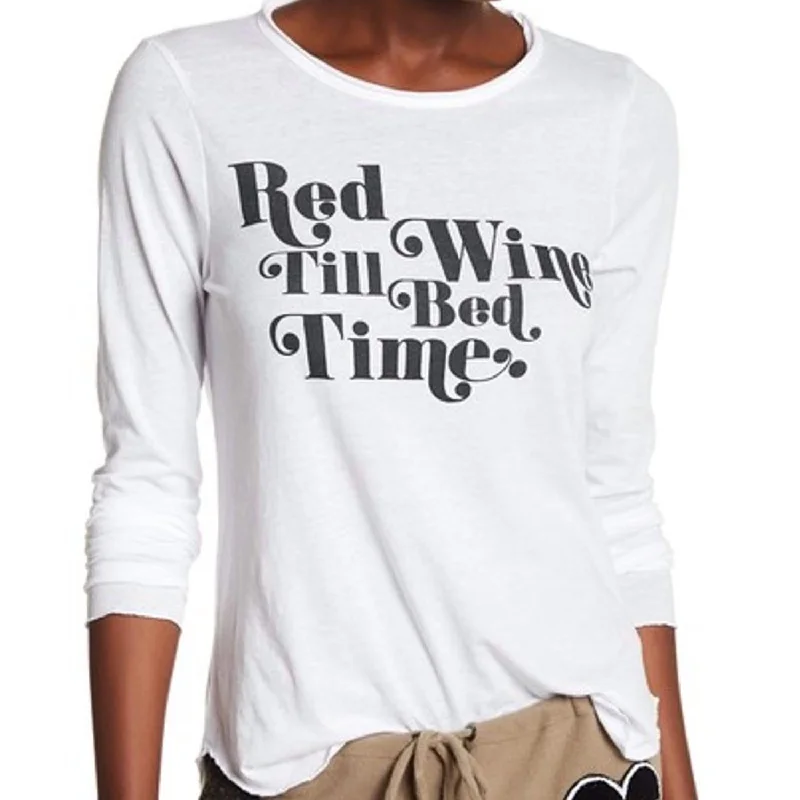 Steals and Deals Red Wine Til Bed Time Tee In White