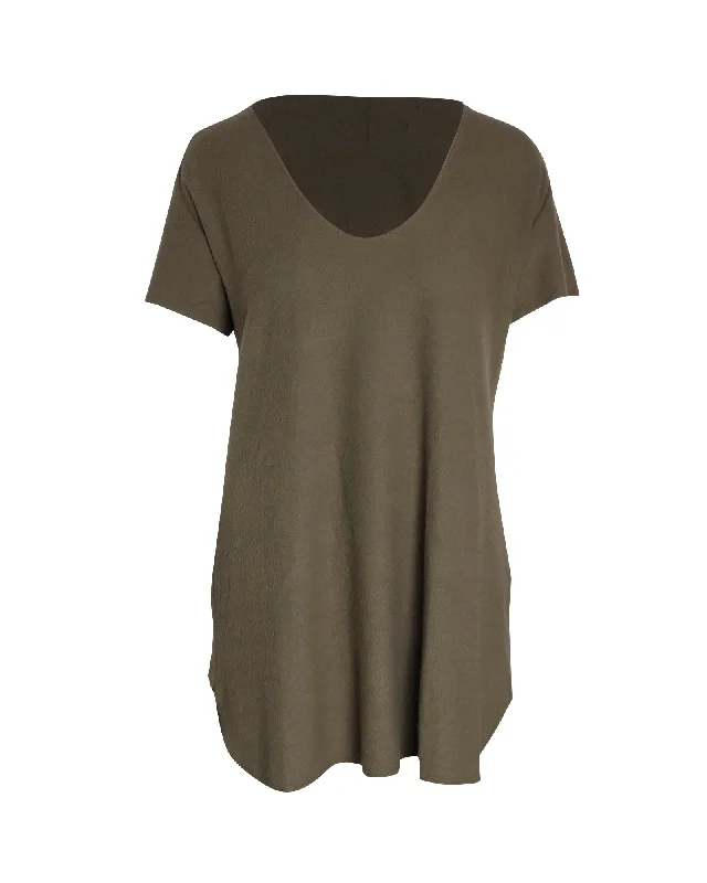 Price Rollback Reformation Scoop Neck T-Shirt in Olive Cotton