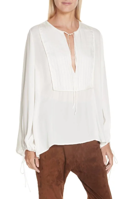 Exclusive Preview Rena Tie Neck Silk Top In Ivory