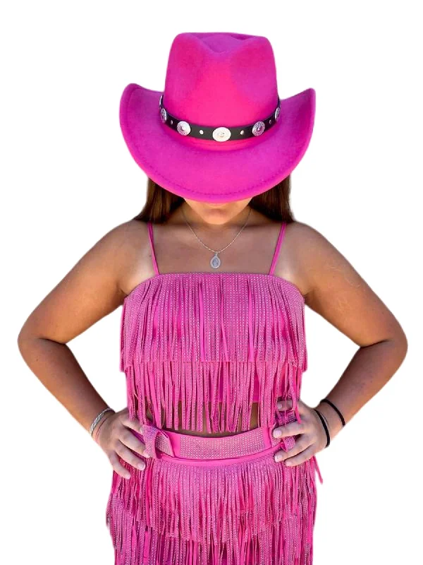 Warehouse Sale Rhinestone Diva Fringe Crop Top In Fuchsia