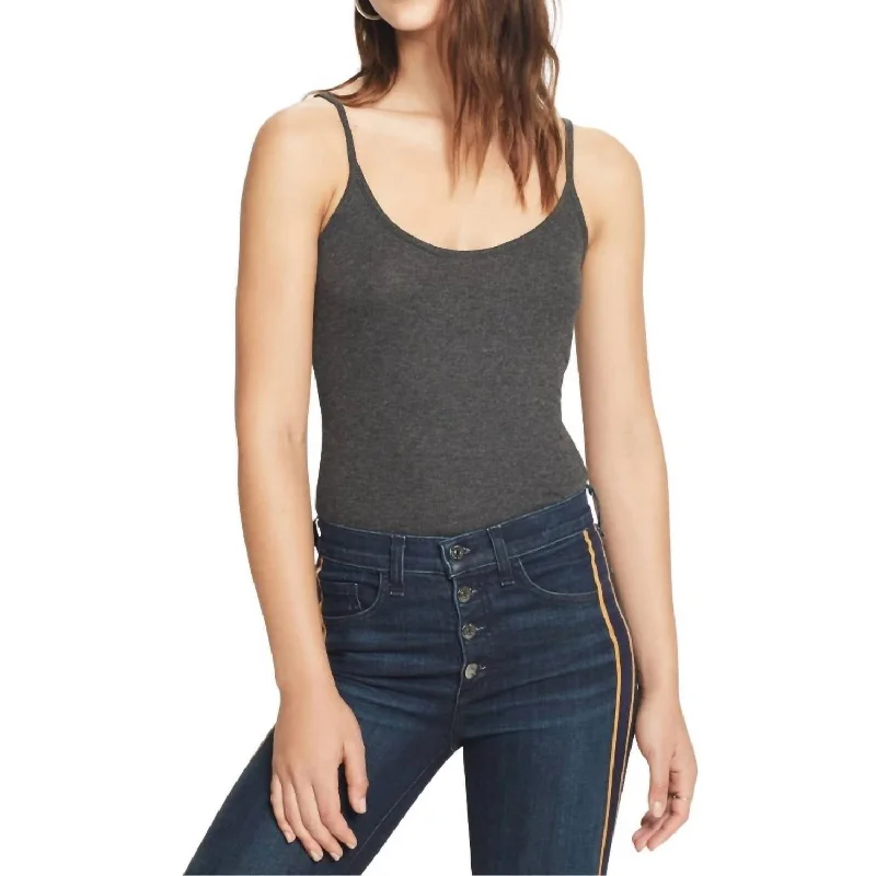Bargain Bin Ribbed Cami Top In Charcoal Heather