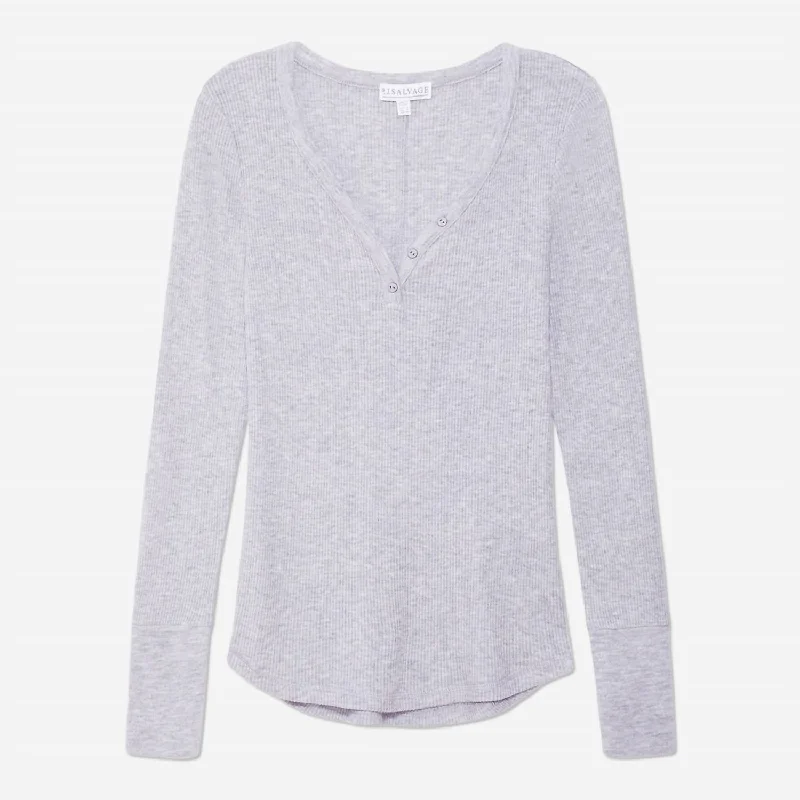 Doorbuster Deal Ribbed Jersey Long Sleeve Top In Heather Grey