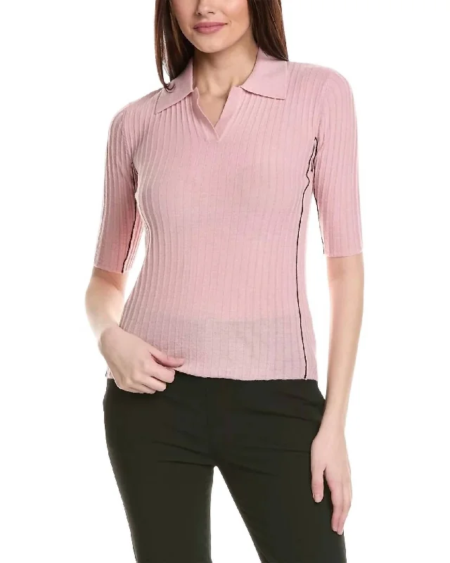 Big Savings Ribbed Polo Shirt In Pink
