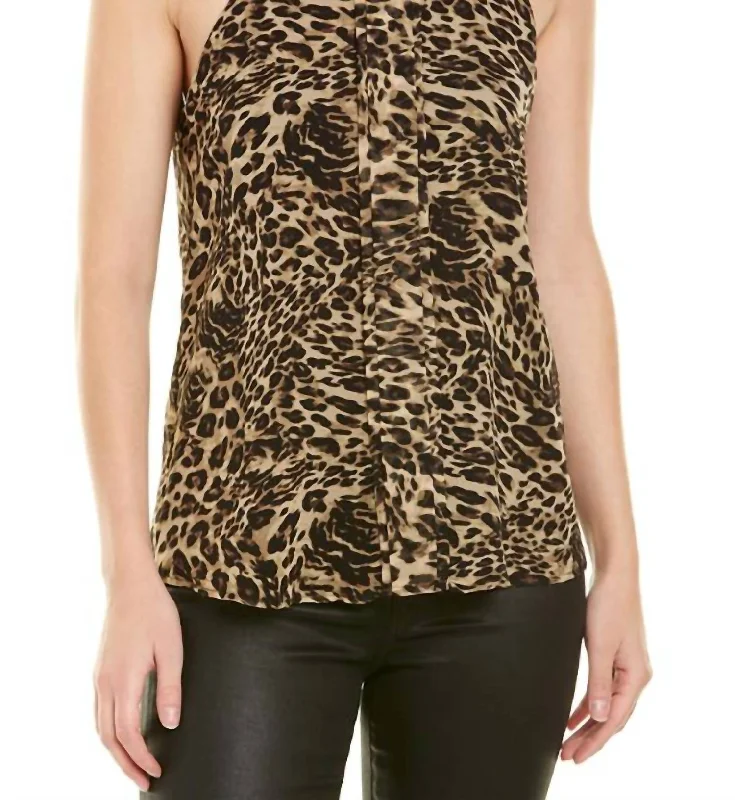 Overstock Robbie Print Halter Top In Tan Animal
