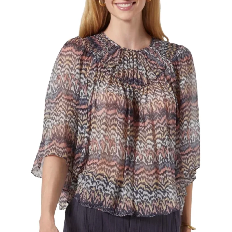 New Markdowns Rosalind Short Sleeve Silk Top In Pale Mauve Malt