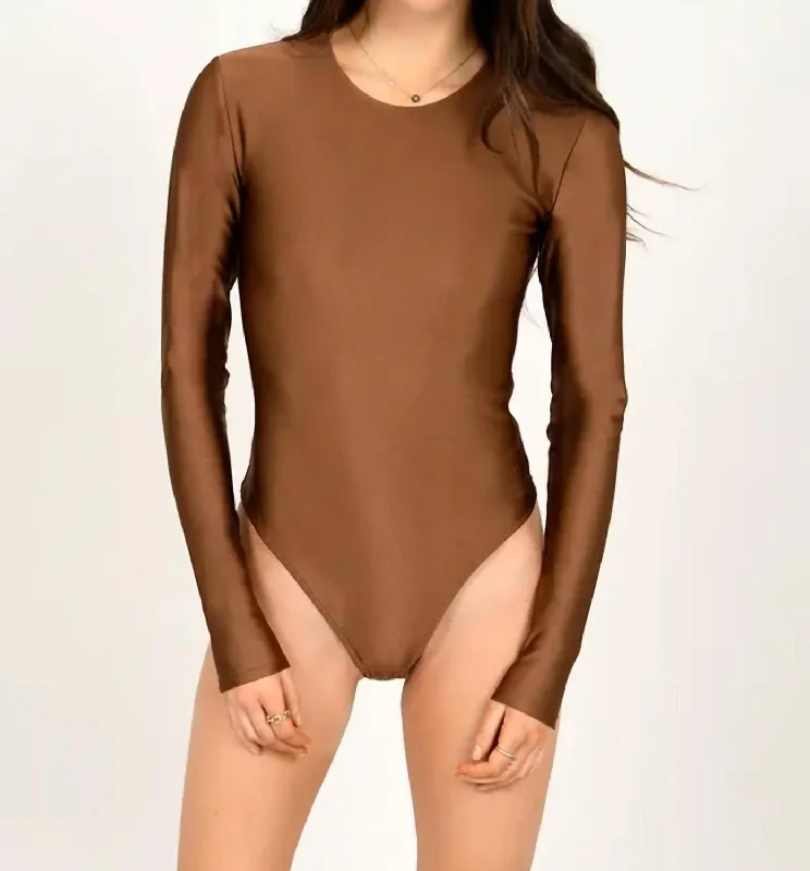 Reduced Prices Roxi High Crewneck Bodysuit In Copper