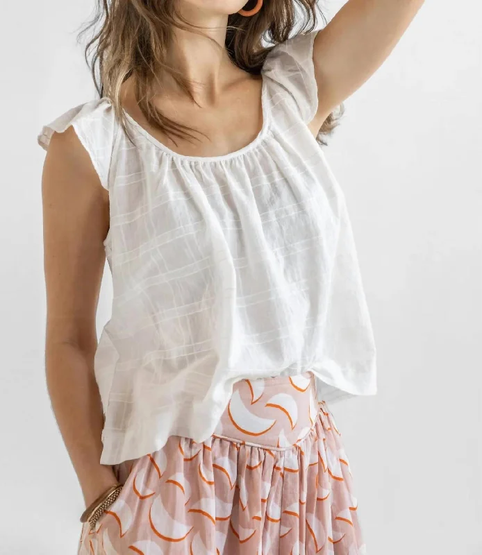 Special Price Ruffle Sleeve Top With Shirring In White