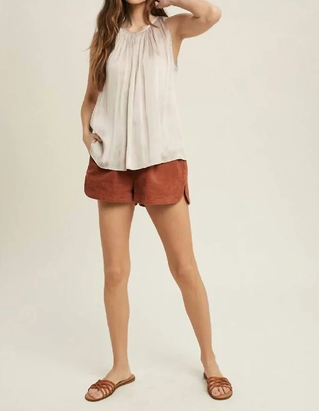 Price Reduction Satin Sleeveless Top In Champagne