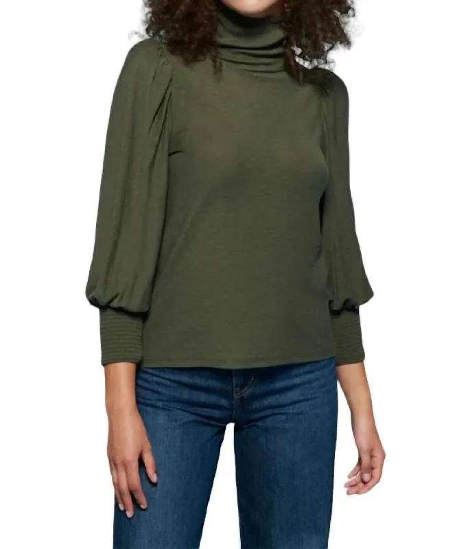 Seasonal Sale Sawyer Femme Turtleneck Top In Stoned Moss Green