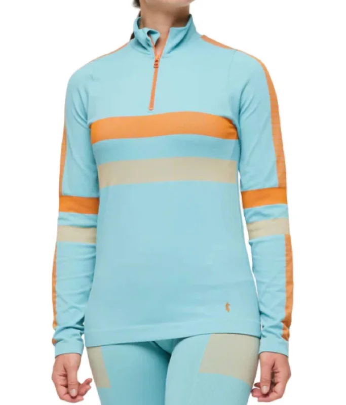 Best Bargains Seamless Baselayer Quarter-Zip Top In Bluebird Stripes
