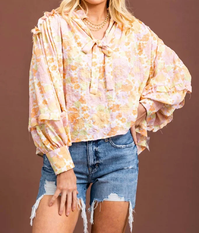Overstock Seersucker Ruffle Top In Floral