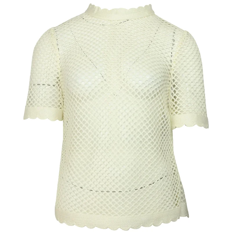 Factory Direct Sale Self-Portrait Crochet Top in Cream Polyester