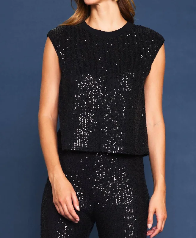 Discount Deals Sequin Bubble Muscle Tank In Black