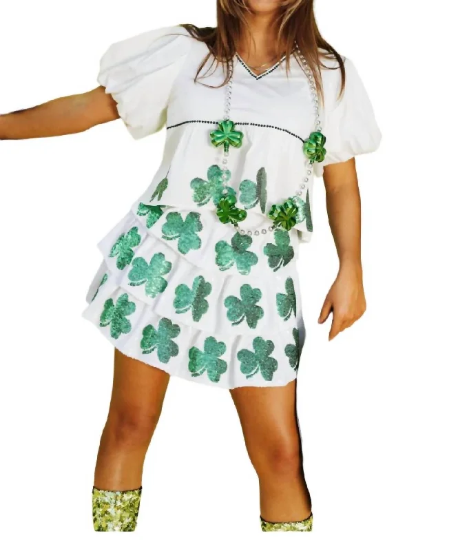 Super Sale Shamrock Peplum Top In White