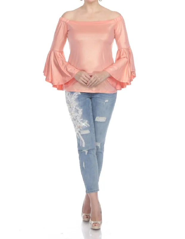 New Deals Shimmer Off The Shoulder Top In Coral