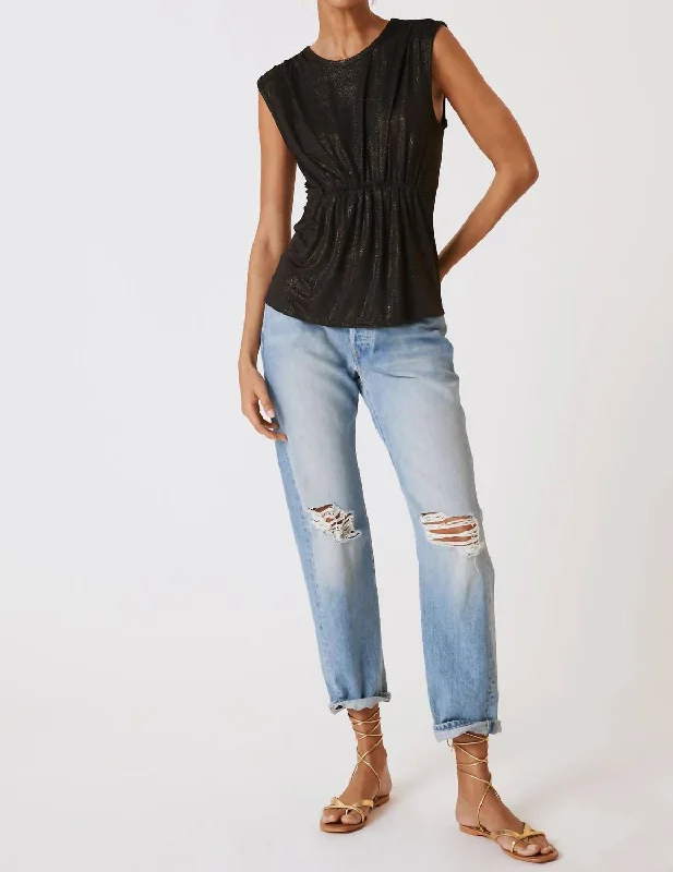Super Bargain Shimmer Peplum Top In Carbon