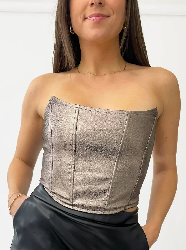 Unmissable Offer Shine Corset Top In Beige