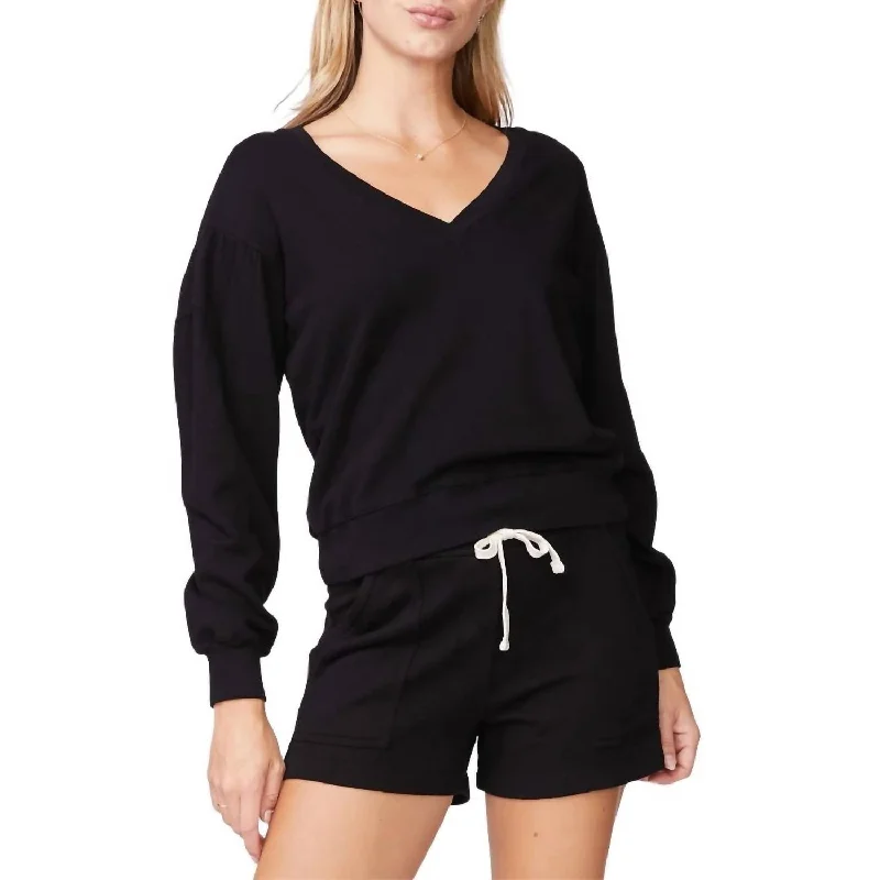 Limited Time Discount Shirred Sweatshirt In Black