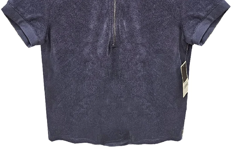 Best Deals Short Sleeve Micro Terry Half Zip Polo In Regal Navy Blue