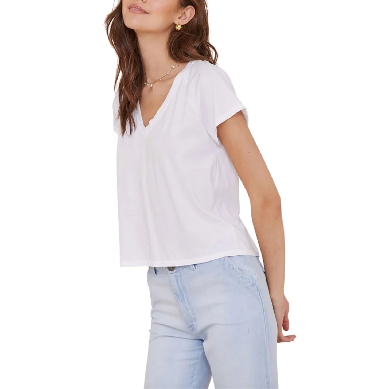 Hot Deal Short Sleeve Raglan V-Tee In White