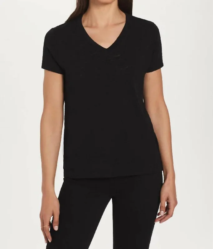 Limited Time Discount Signature Slub V Neck Boy Tee In Black