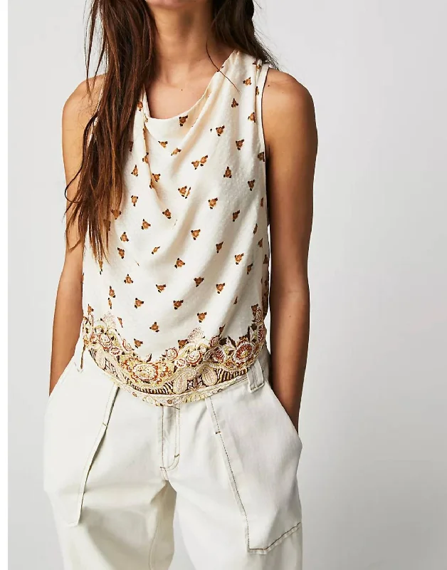 Exclusive Online Offer Silas Printed Cowlneck Top In Ivory Combo