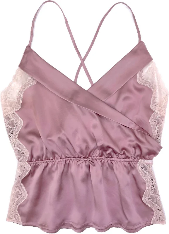 Hurry In Silk Tuxedo Cami In Soft Plum