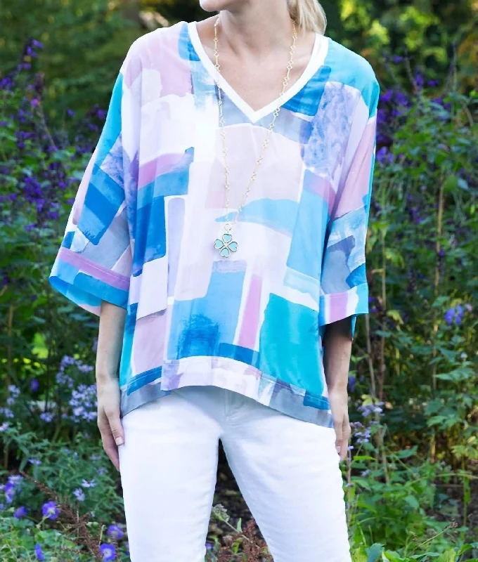 Deal Frenzy Silk Watercolor Top In Multi