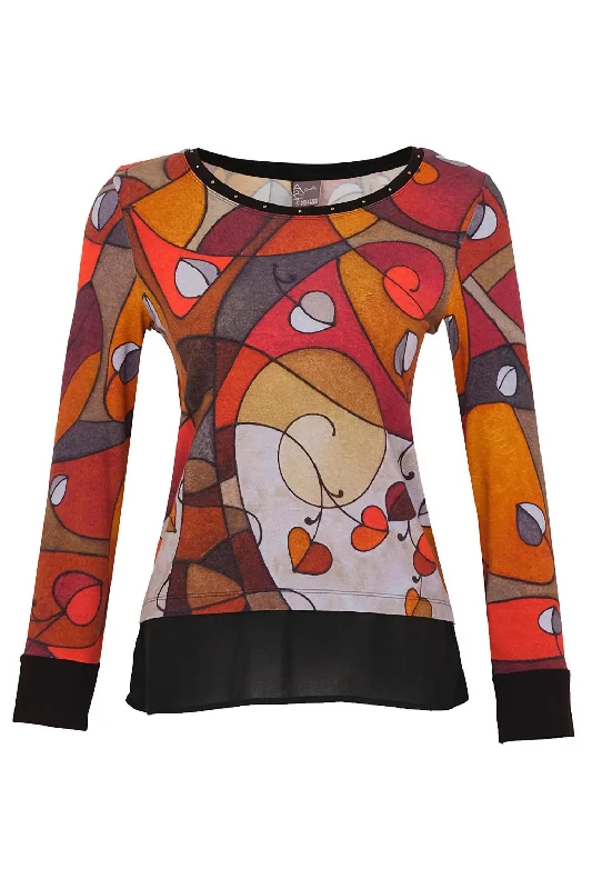 Overstock Simply Art Heart Leaves Tunic Top In Multi Color
