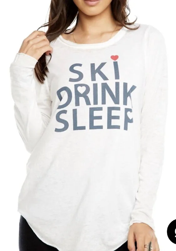 Today’s Deal Ski Drink Sleep Tee In White