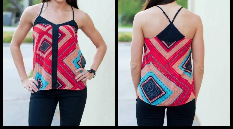 Final Clearance Sleeveless Print With Contrast Detail In Multi