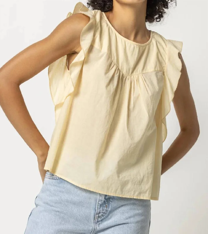 Shop and Save Sleeveless Ruffle Top In Shell