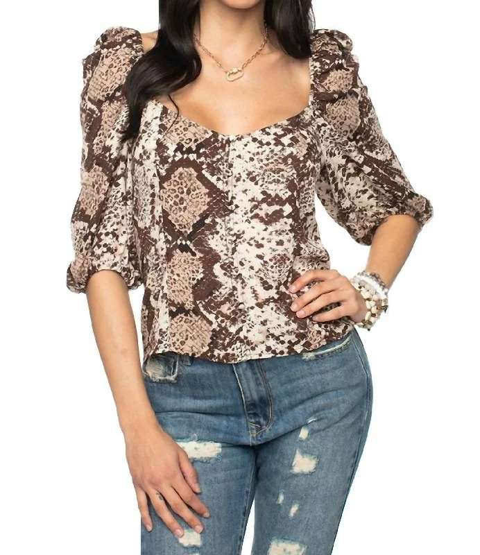 Fantastic Offers Snake Crop Top In Brown