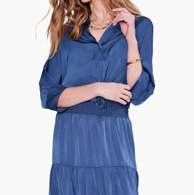 Price Slash Soft Drape Town Shirt In Deep Ocean