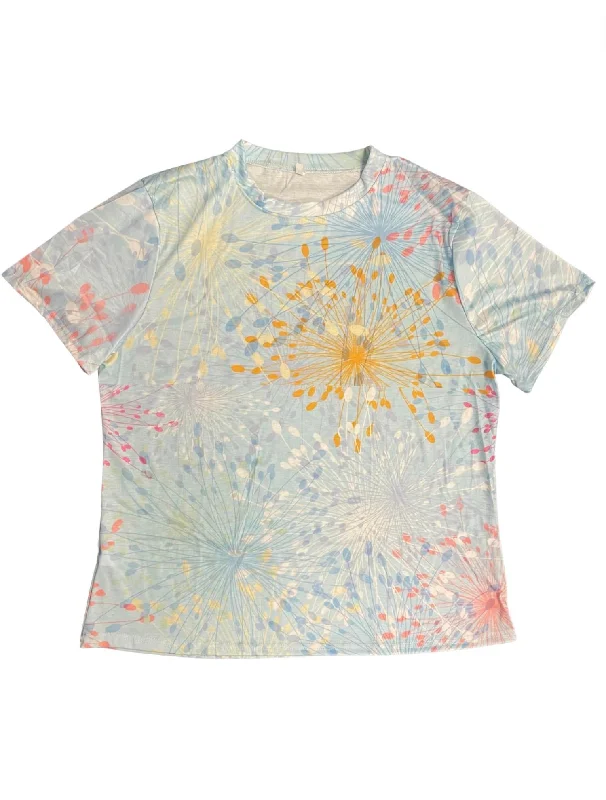 Blowout Deals Soft Floral Tee In Blue