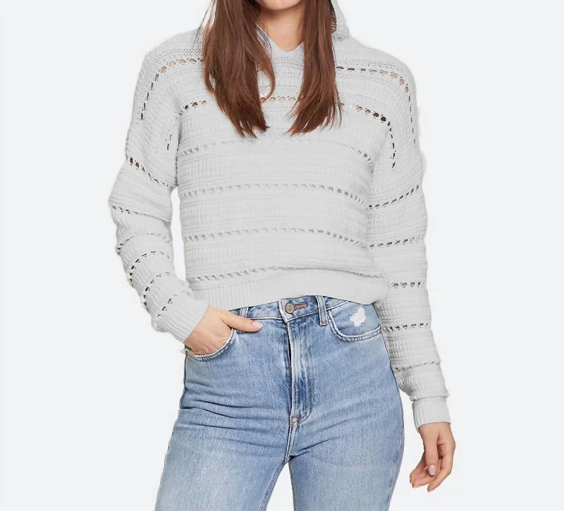 Can't Be Beat Solid Pointelle Hoodie In Platinum