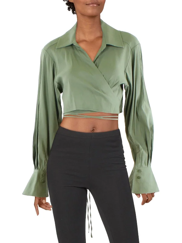 Massive Deals Sonoma Womens Linen Cropped Wrap Top
