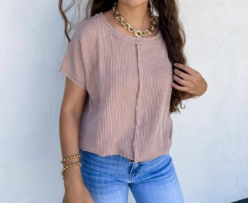 Quick Sale Sophia Ribbed Top In Brown