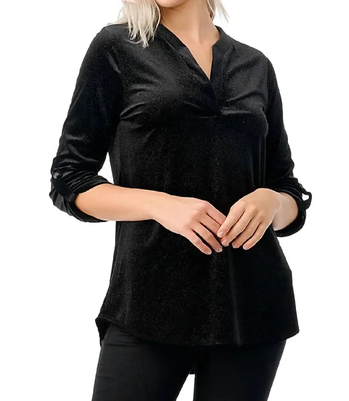 Exclusive Deal Sparkle Velvet Top In Black