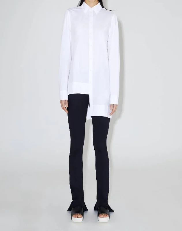 Stock Up and Save Split Button Up Shirt In White