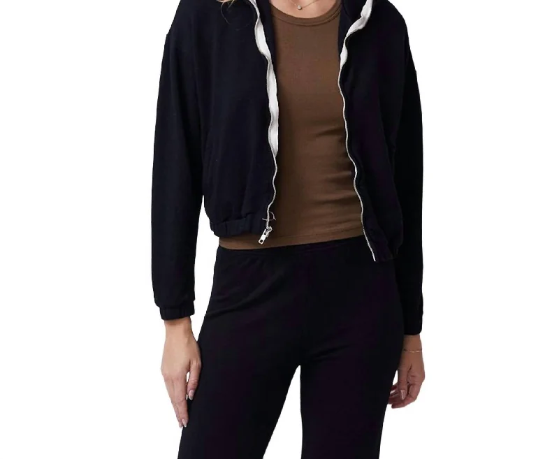 Extra Savings Sporty Zip Up Hoodie In Black