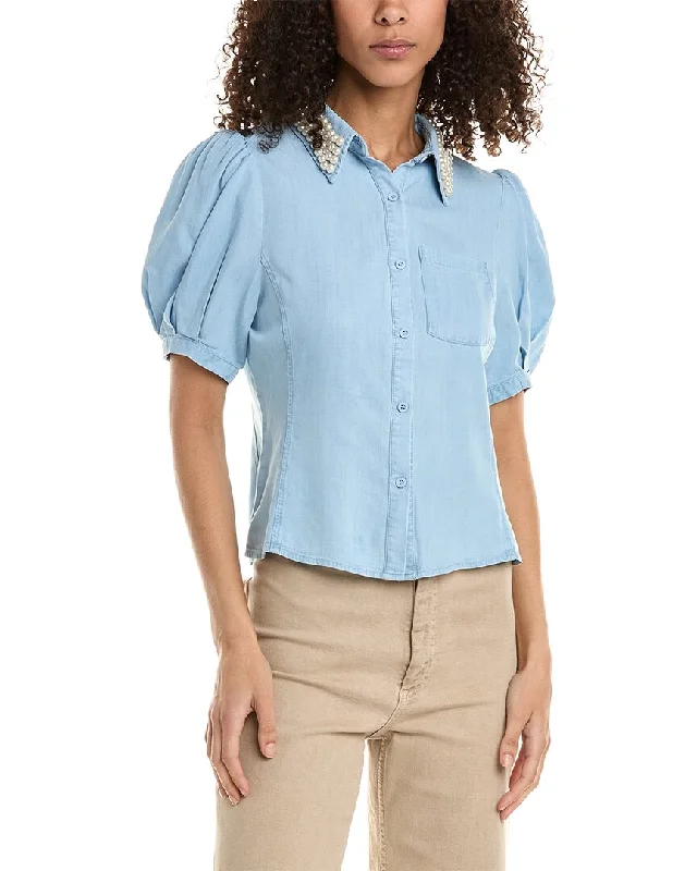 Holiday Sale Stellah Pearl Embellished Button-Down Top