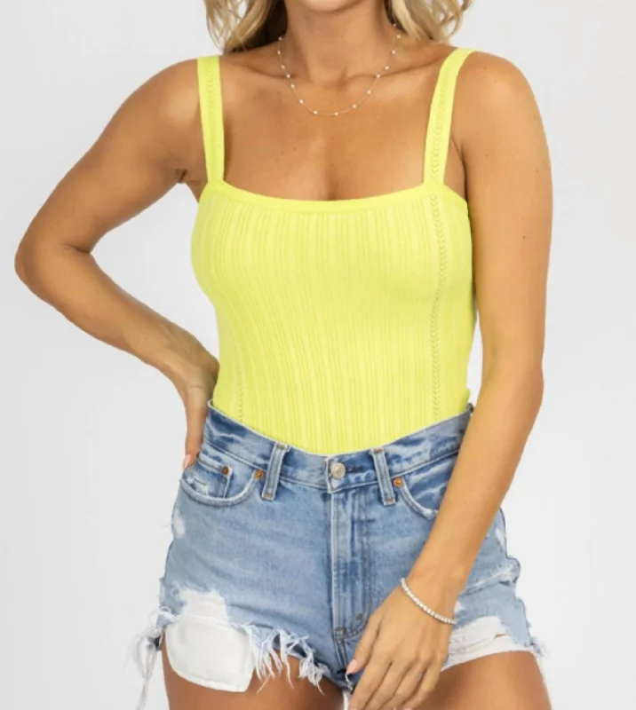 Markdowns Straightneck Knit Bodysuit In Lime