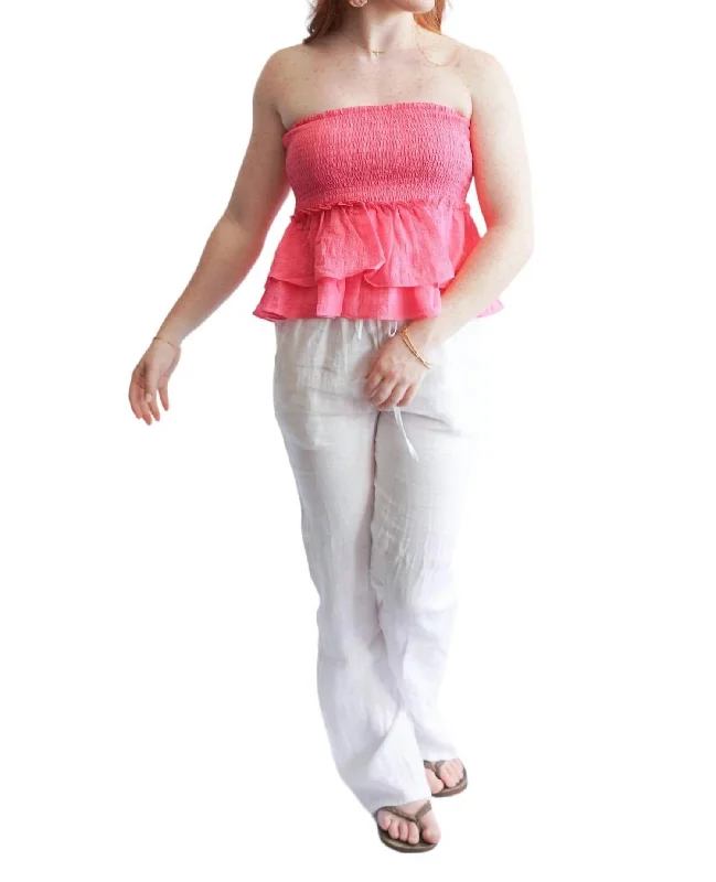 Early Access Strapless Smocked Babydoll Top In Pink
