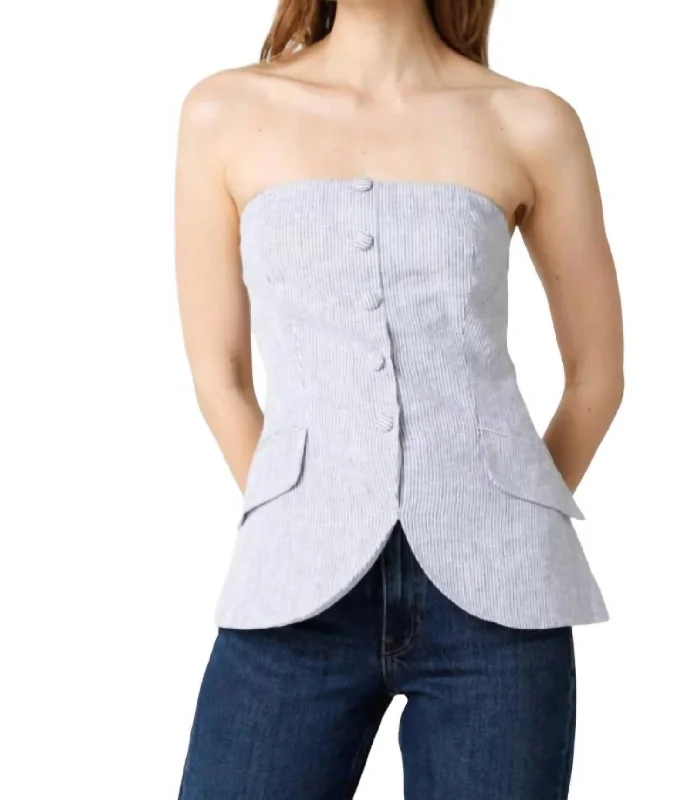 Take Advantage Strapless Top In Chambray