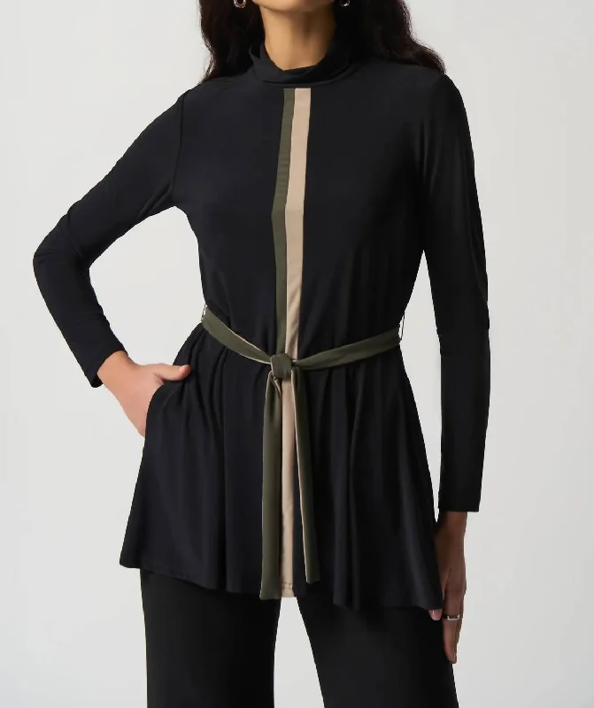 Great Deals Stripe Tunic In Black/avocado