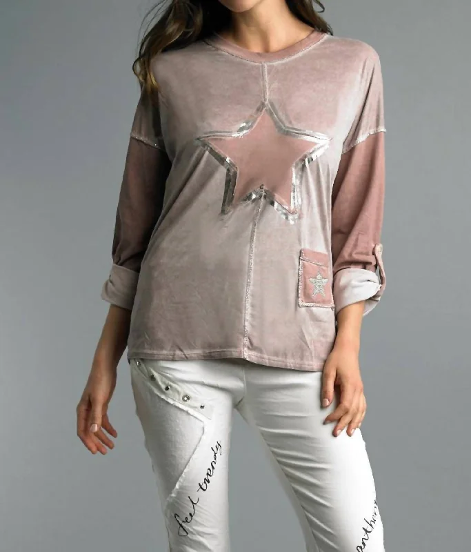 Final Markdown Suede Star Tunic Top In Mauve