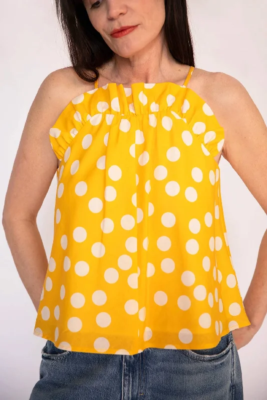 Hurry In Summer Ruffle Tank Top In Yellow