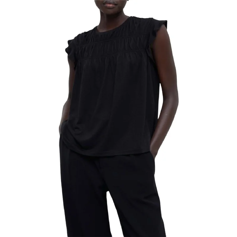 Fantastic Offers T-Shirt With Frills In Black